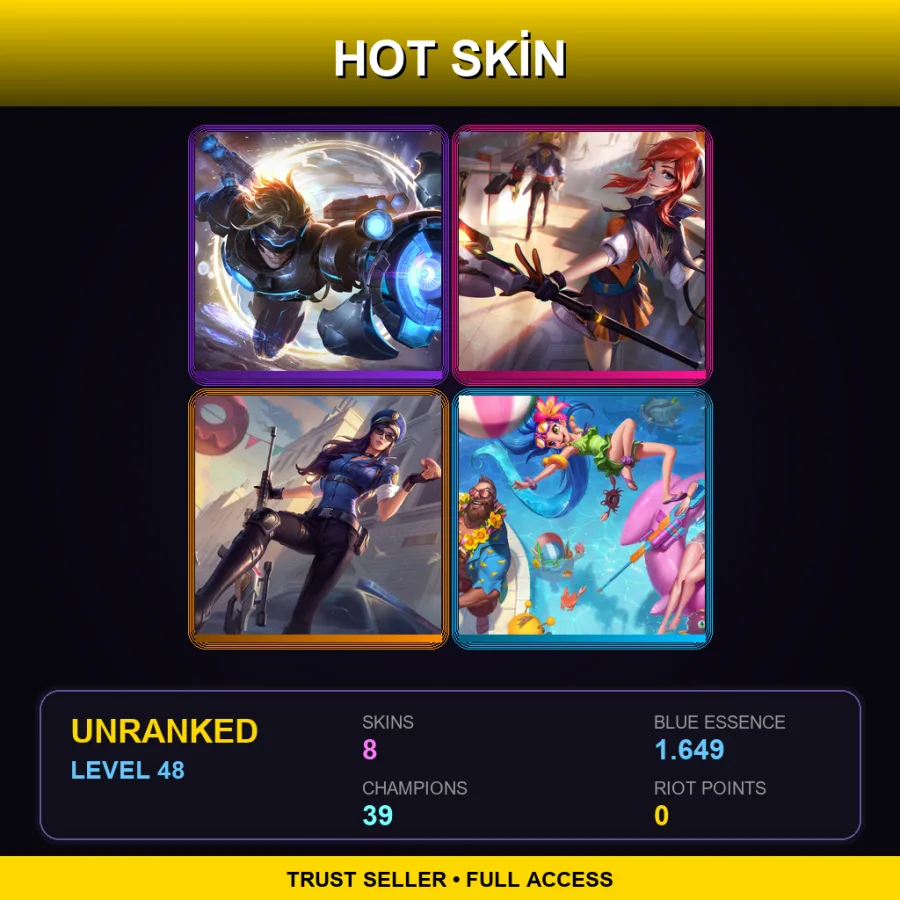 EUW | Lv48 | Unranked | 8 Skin | 39 Champ — LoL account