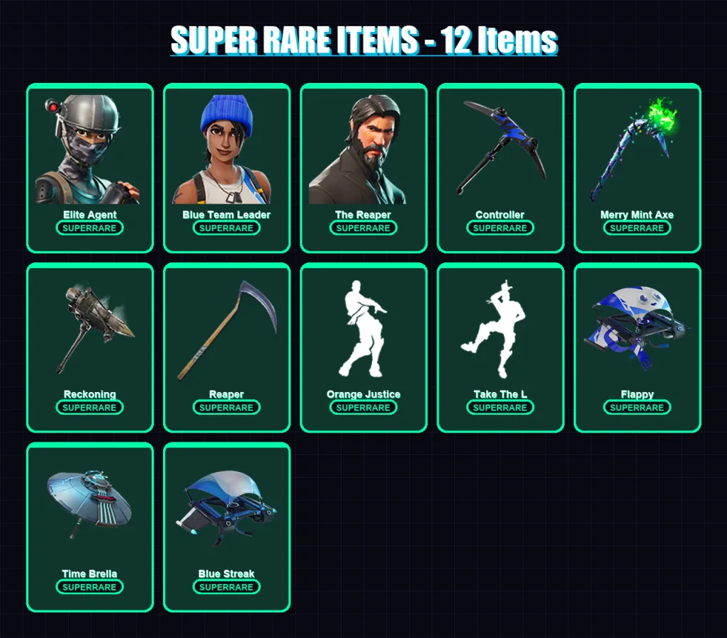 [PS4/PS5/XBOX/PC] | Elite Agent | Blue Team Leader | The Reaper | Enforcer | The Visitor | 62 skin | 70 pickaxe | 69 emote | 72 glider | Lv959 — Fortnite account