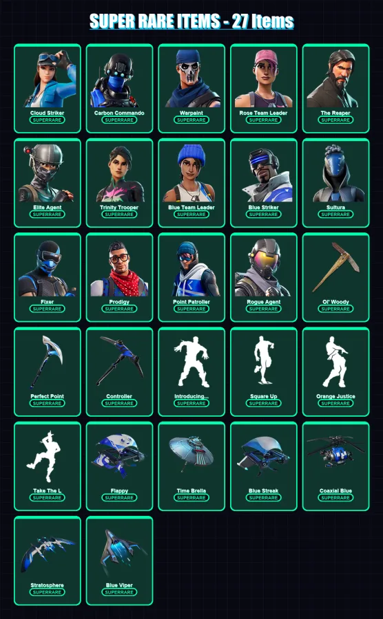 [PS4/PS5/XBOX/PC] | Cloud Striker | Carbon Commando | Warpaint | 169 skin | Lv1564