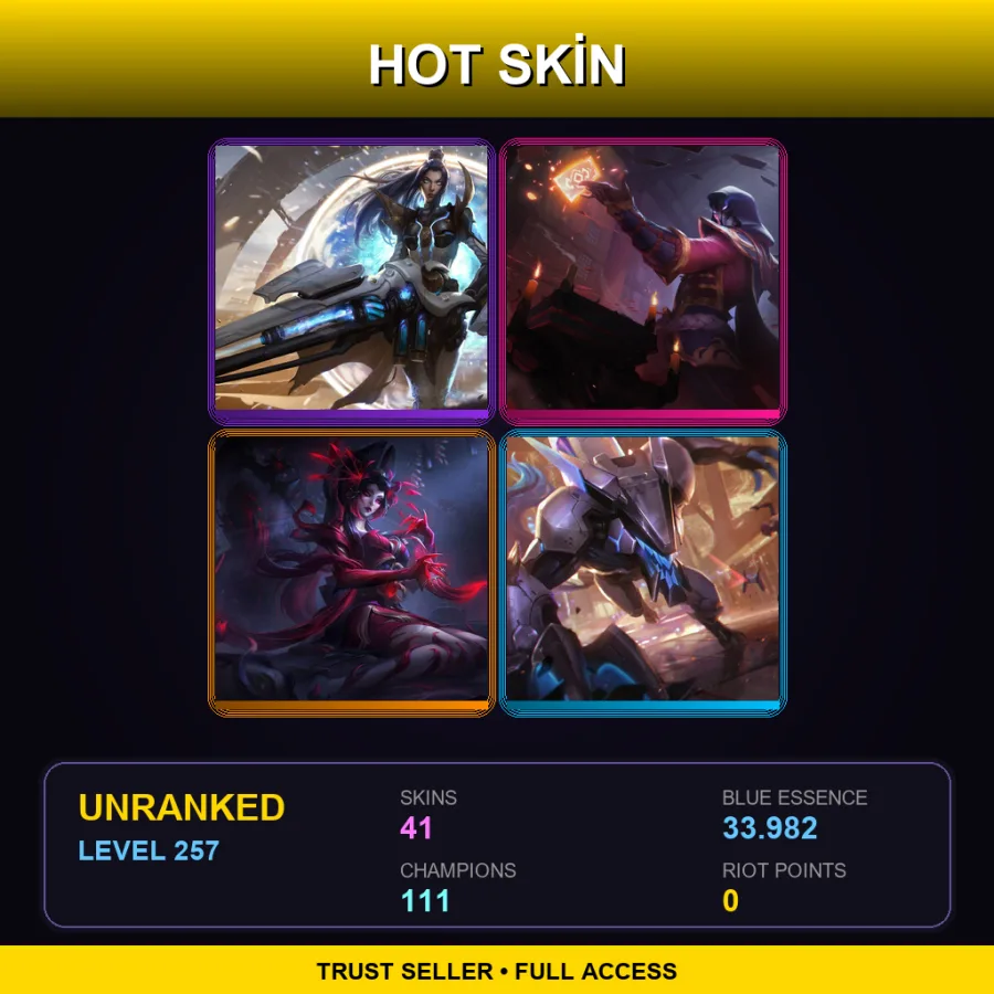 LAN | Lv257 | Unranked | 41 Skin | 111 Champ — Unranked / Smurf League of Legends