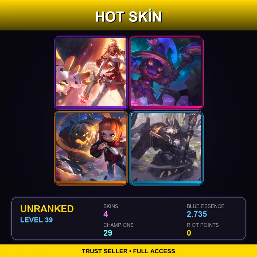 EUNE | Lv39 | Unranked | 4 Skin | 29 Champ — LoL account