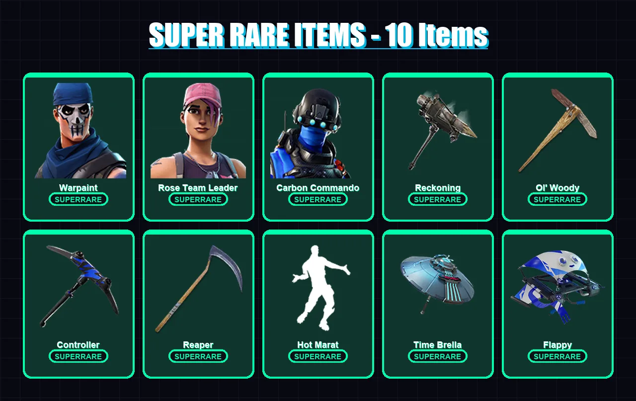 [PC/PSN] | Warpaint | Rose Team Leader | Carbon Commando | Calamity | Rox | 86 skin | 88 pickaxe | 91 emote | 72 glider | Lv1142