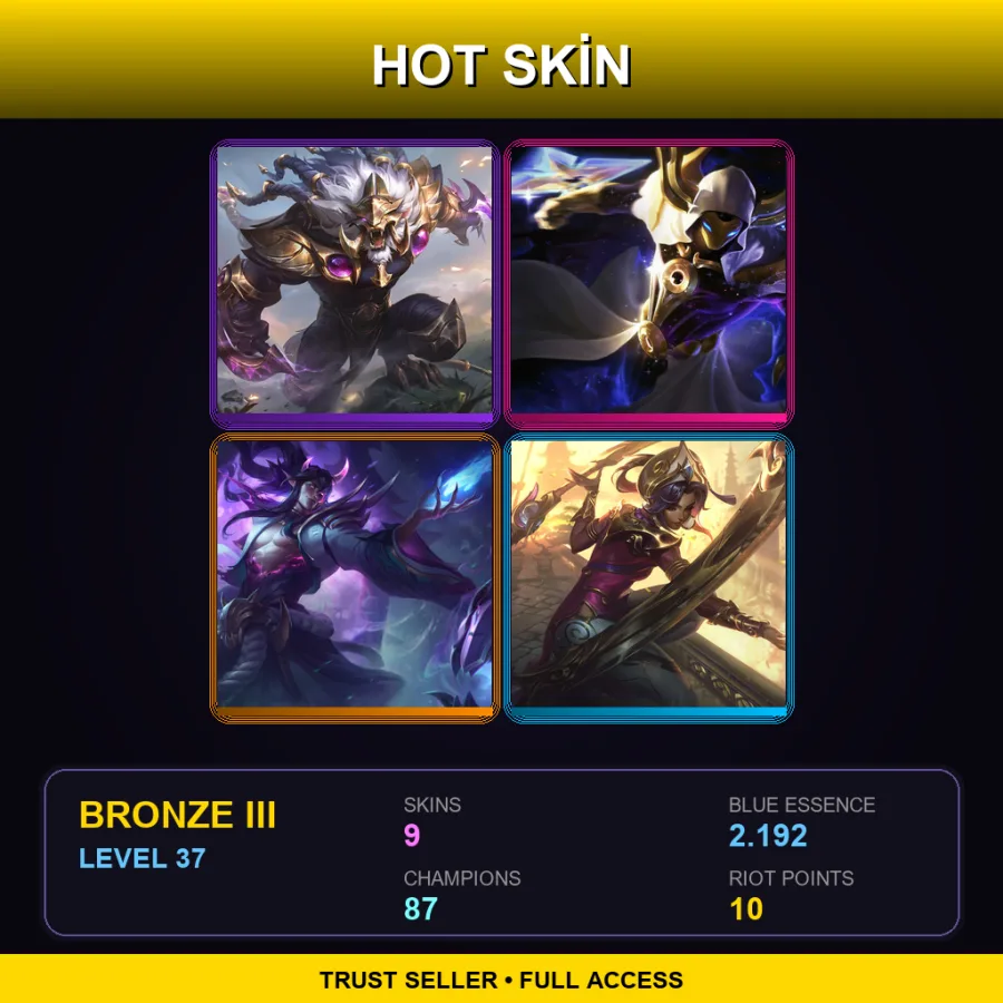 BR | Victorious Rengar | Cosmic Reaver Kassadin | Spirit Blossom Thresh | Lunar Empress Qiyana | 9 Skin | 87 Champ | Bronze III | Lv37