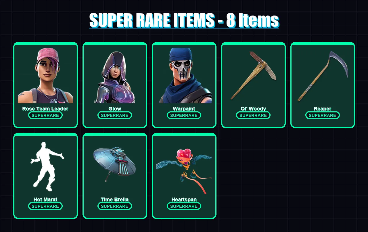 [PC/XBOX/PSN] | Rose Team Leader | Glow | Warpaint | Blackheart | Fusion | 78 skin | 132 pickaxe | 100 emote | 117 glider | Lv1629