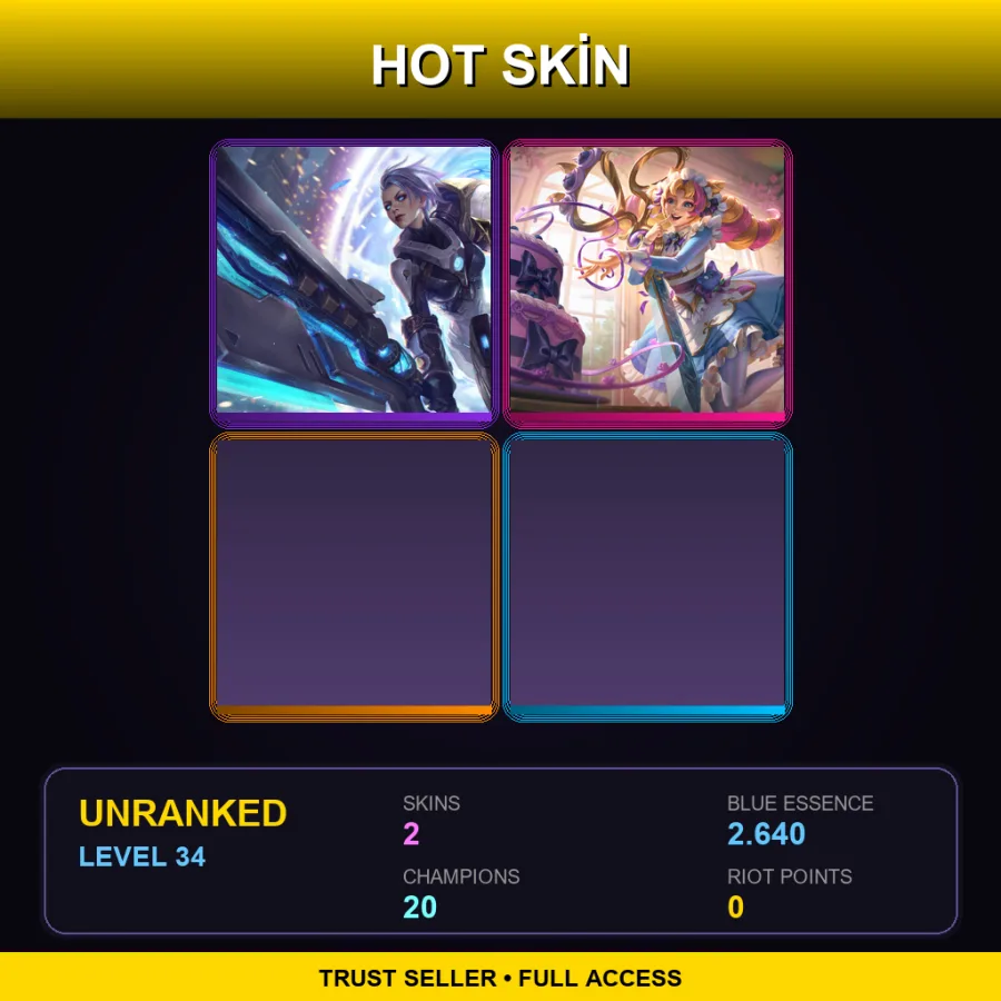 JP | Lv34 | Unranked | 2 Skin | 20 Champ