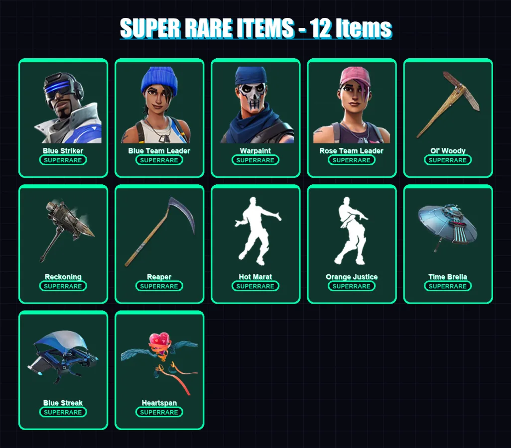[PS4/PS5/XBOX/PC] | Blue Striker | Blue Team Leader | Warpaint | Rose Team Leader | Calamity | 92 skin | 74 pickaxe | 92 emote | 75 glider | Lv806