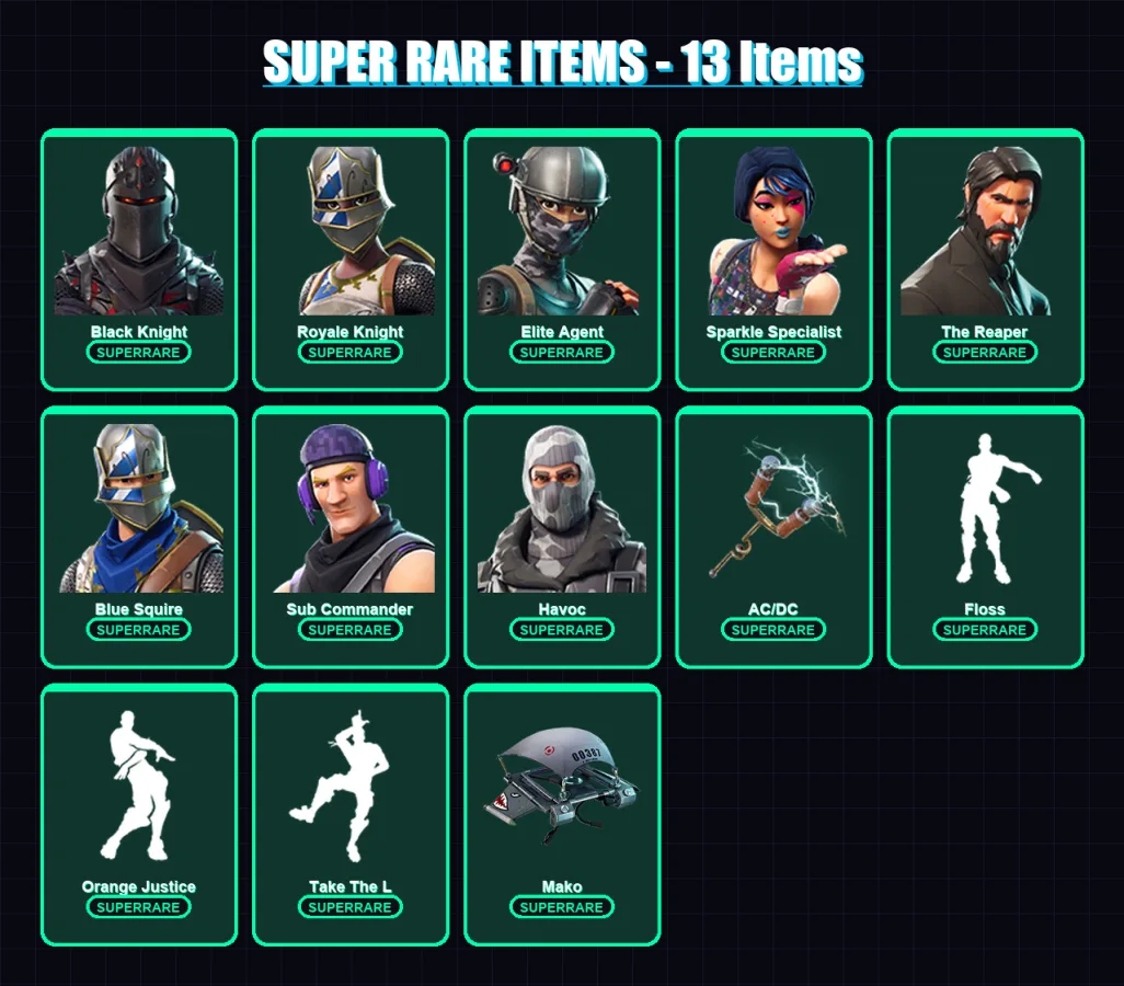 [PC/XBOX] | Black Knight | Royale Knight | Elite Agent | Sparkle Specialist | The Reaper | 40 skin | 26 pickaxe | 29 emote | 31 glider | Lv523