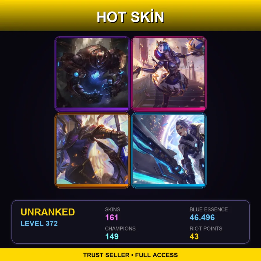 BR | Lv372 | Unranked | 161 Skin | 149 Champ — LoL account