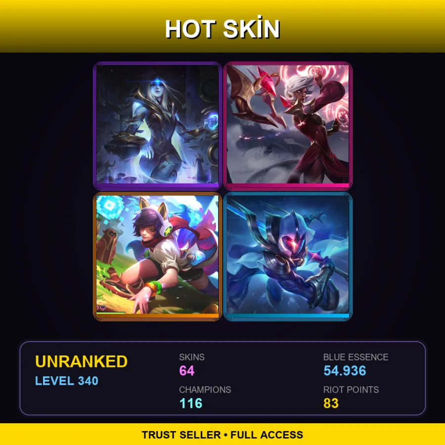 LAS | Lv340 | Unranked | 64 Skin | 116 Champ