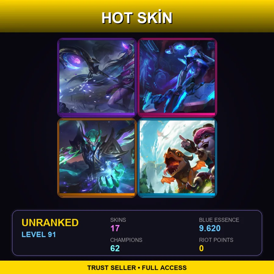LAS | Lv91 | Unranked | 17 Skin | 62 Champ — Dragonmancer Kassadin