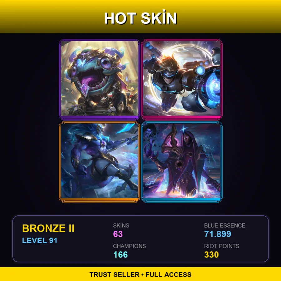 VN | Victorious Kog'Maw | Pulsefire Ezreal | Cosmic Charger Hecarim | Dark Cosmic Jhin | 63 Skin | 166 Champ | Bronze II | Lv91
