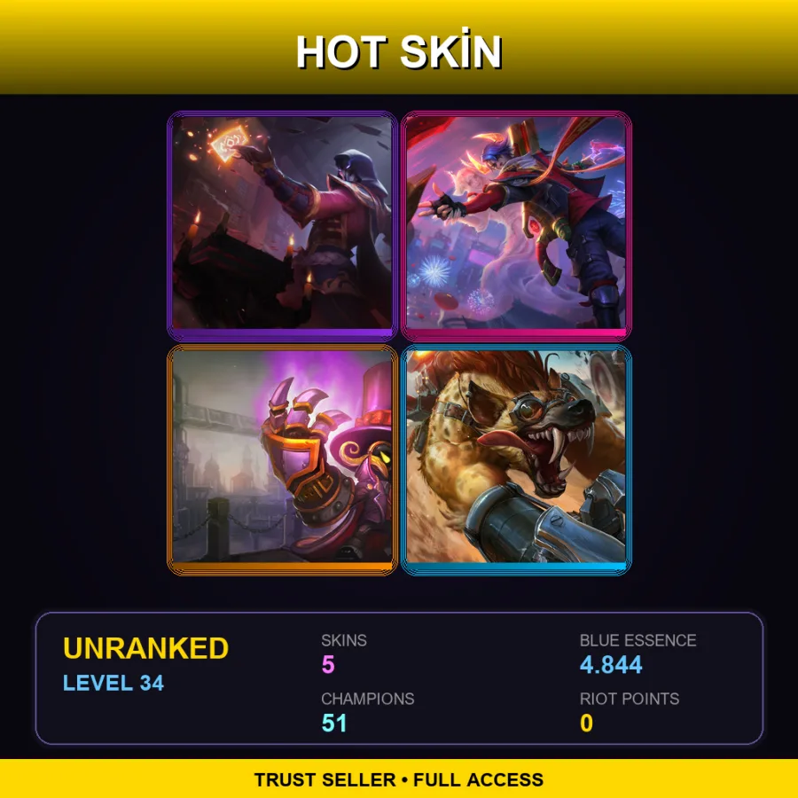 RU | Lv34 | Unranked | 5 Skin | 51 Champ
