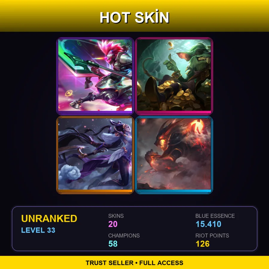 LAN | Lv33 | Unranked | 20 Skin | 58 Champ