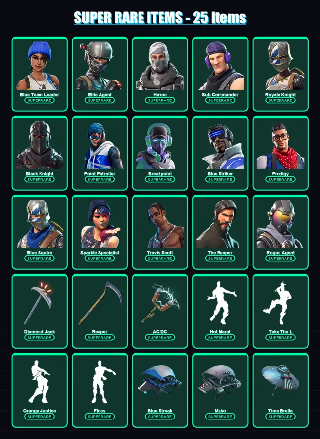 [PS4/PS5/XBOX/PC] | Blue Team Leader | Elite Agent | Havoc | Sub Commander | Royale Knight | 85 skin | 67 pickaxe | 85 emote | 72 glider | Lv975