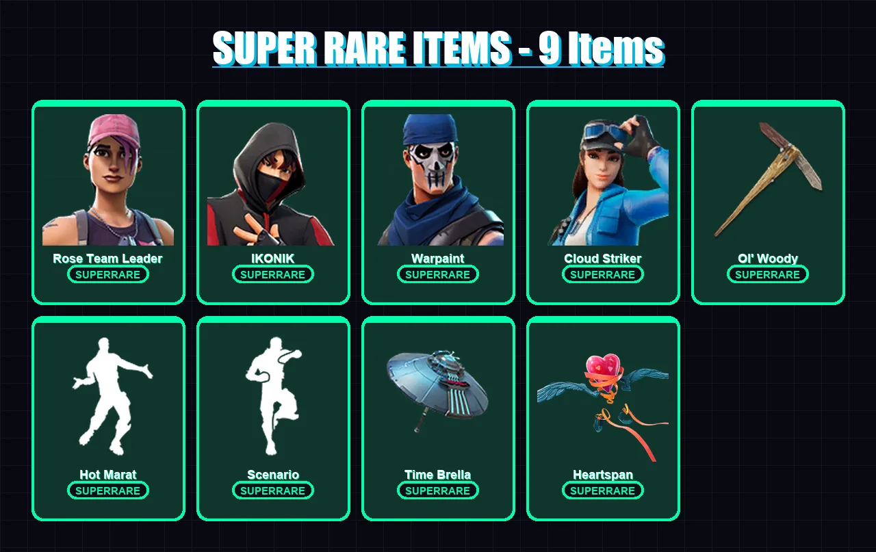 [PS4/PS5/PC] | Rose Team Leader | IKONIK | Warpaint | Cloud Striker | Omegarok | 101 skin | 92 pickaxe | 91 emote | 93 glider | Lv1071
