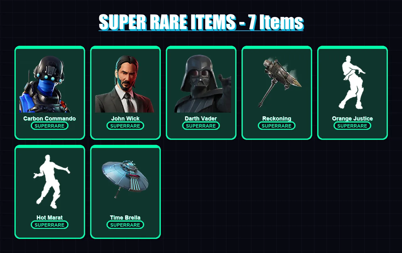 [PS4/PS5/XBOX/PC] | Carbon Commando | John Wick | Darth Vader | Rox | Predator | 107 skin | 97 pickaxe | 88 emote | 105 glider | Lv1448