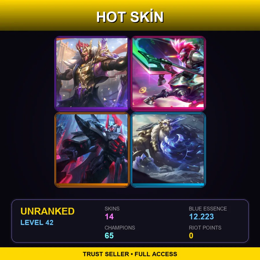 LAS | Lv42 | Unranked | 14 Skin | 65 Champ — Yellow Jacket Shen
