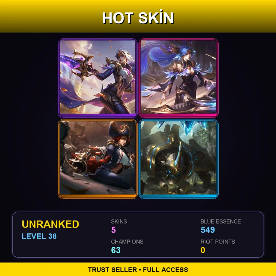 BR | Lv38 | Unranked | 5 Skin | 63 Champ — LoL account