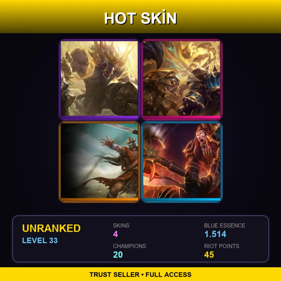 EUW | Lv33 | Unranked | 4 Skin | 20 Champ