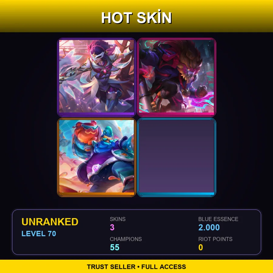 ME | Star Guardian Quinn | Street Demons Rengar | Space Groove Gragas | 3 Skin | 55 Champ | Lv70