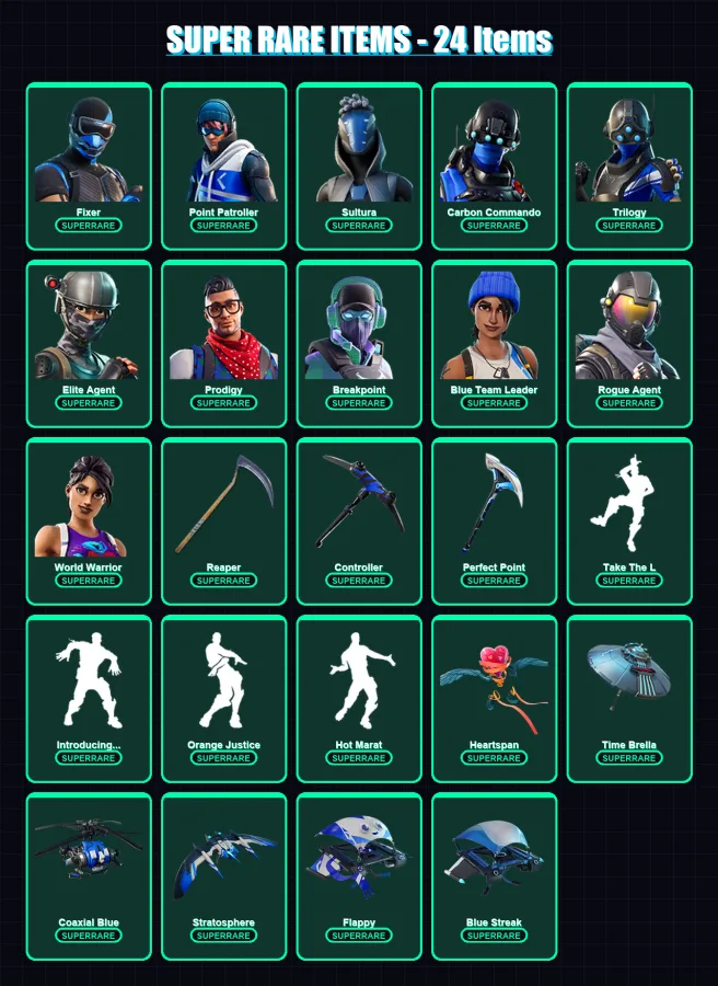 [PC/XBOX] | Fixer | Point Patroller | Sultura | Carbon Commando | Trilogy | 131 skin | 164 pickaxe | 154 emote | 146 glider | Lv2300