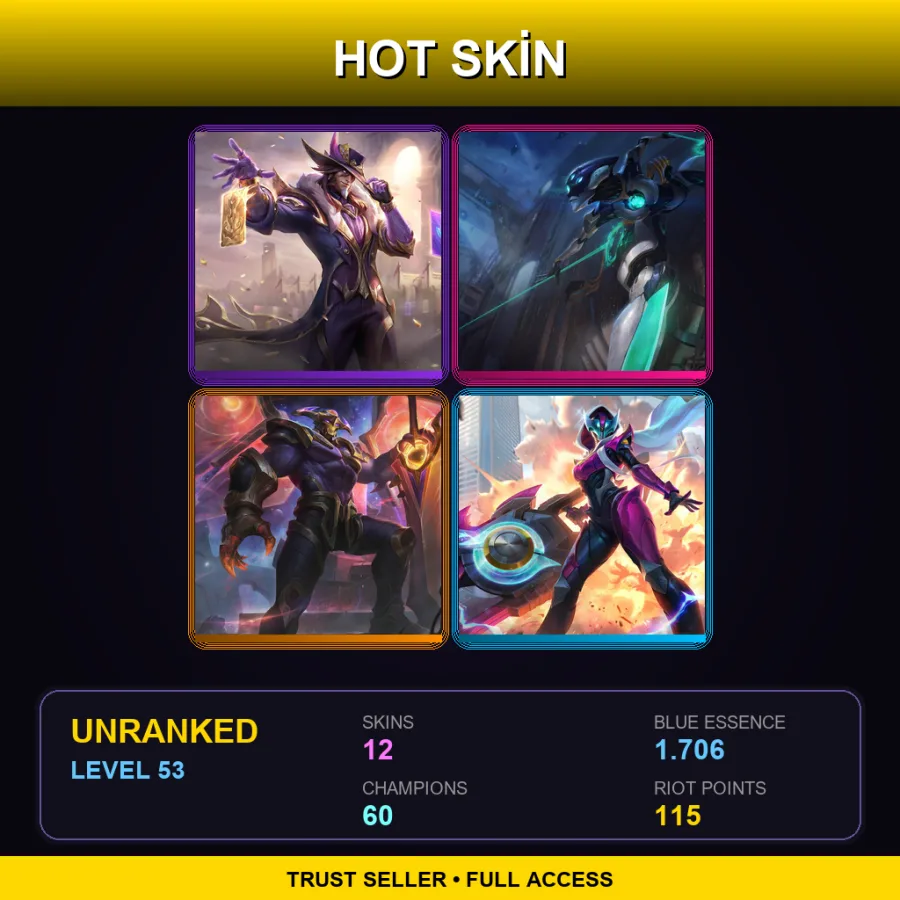 EUW | Lv53 | Unranked | 12 Skin | 60 Champ