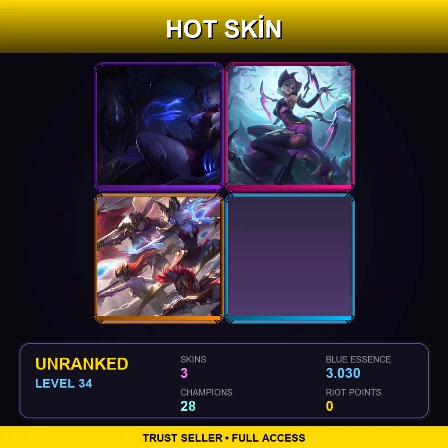EUW | Lv34 | Unranked | 3 Skin | 28 Champ