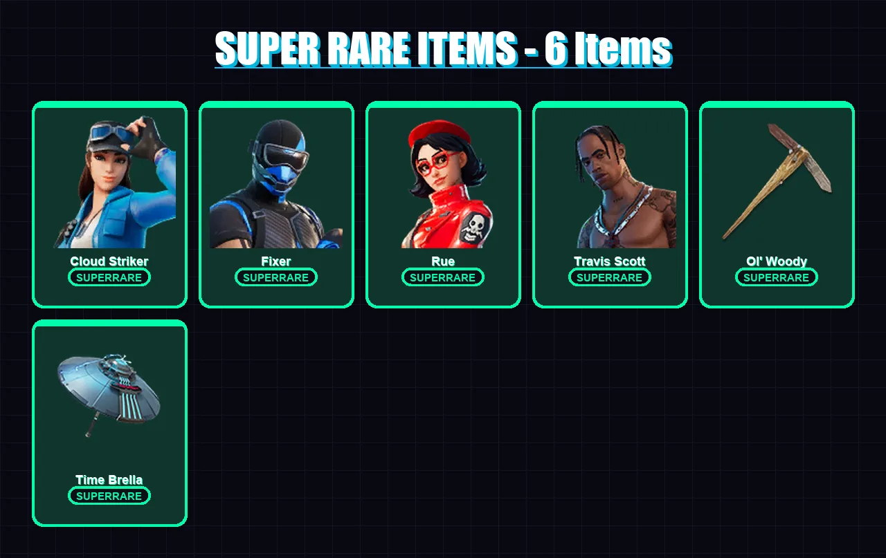 [PC] | Cloud Striker | Fixer | Rue | Travis Scott | The Scientist | 93 skin | 110 pickaxe | 96 emote | 96 glider | Lv1668 — Fortnite account