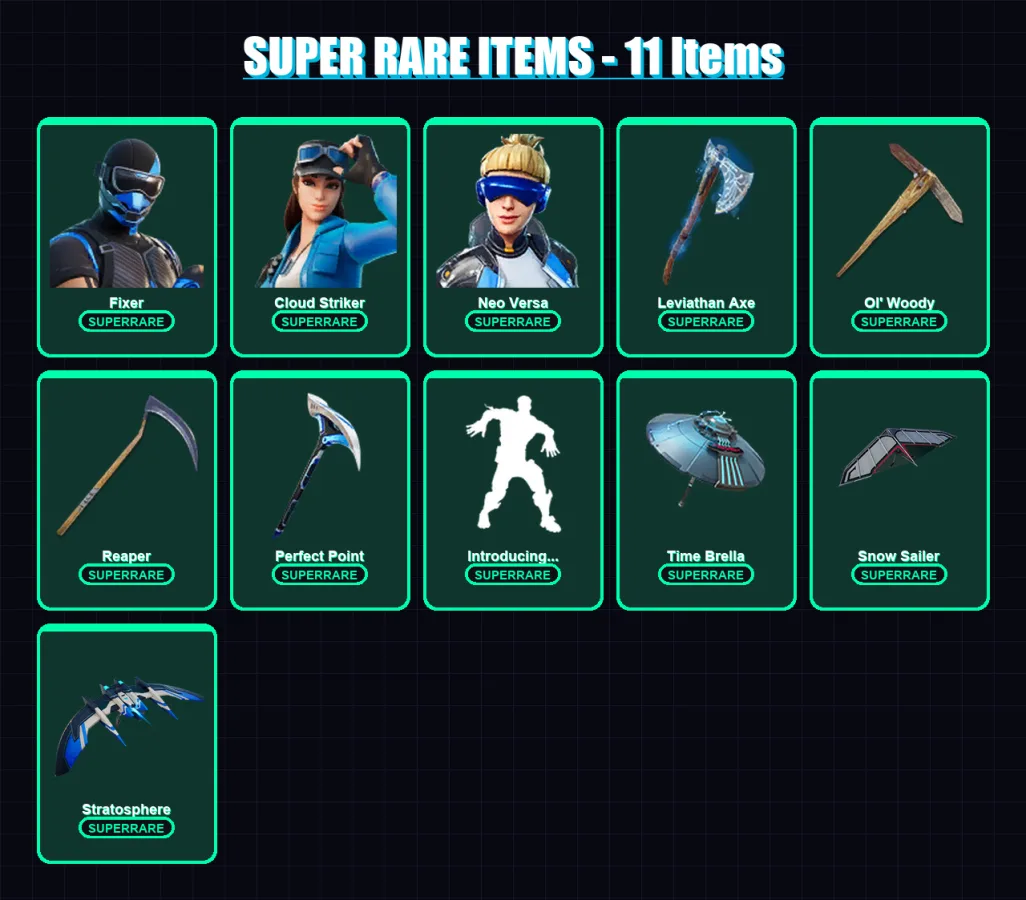 [PS4/PS5/XBOX/PC] | Fixer | Cloud Striker | Neo Versa | Deadpool | Vi | 148 skin | 167 pickaxe | 117 emote | 117 glider | Lv1798