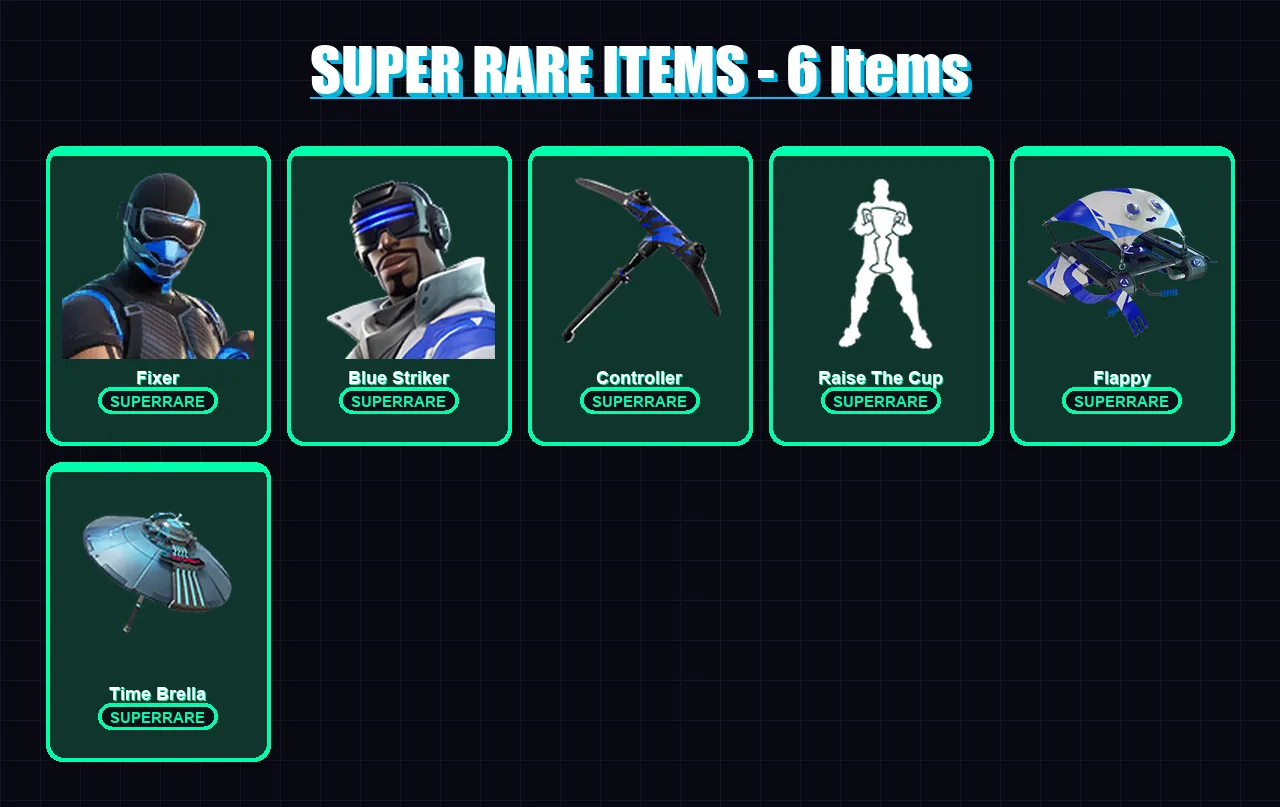 [PC/XBOX] | Fixer | Blue Striker | Valeria | Fade | Mandalorian | 37 skin | 44 pickaxe | 29 emote | 35 glider | Lv413