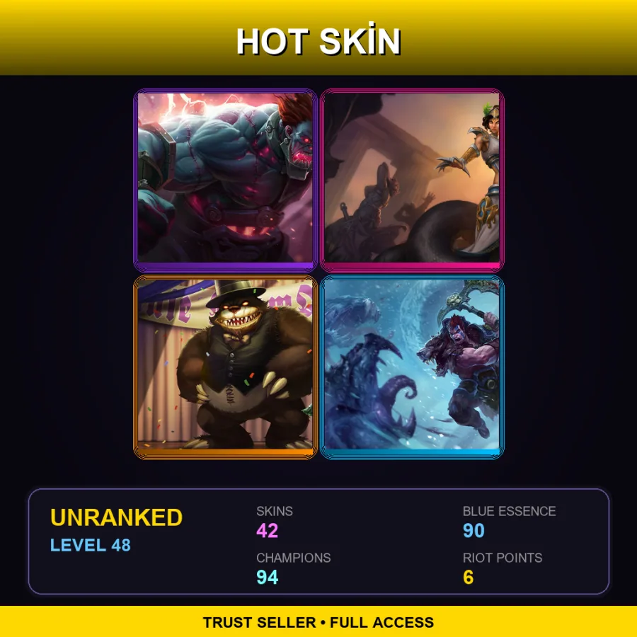 NA | Lv48 | Unranked | 42 Skin | 94 Champ — LoL account