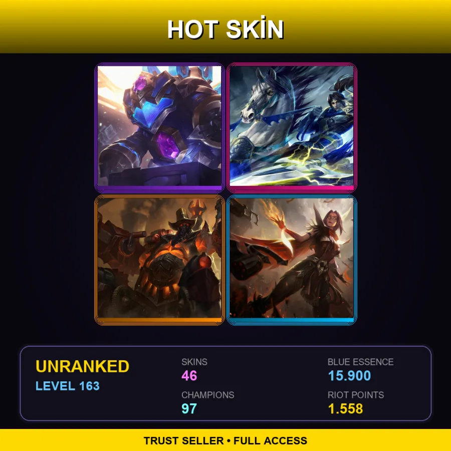 BR | Lv163 | Unranked | 46 Skin | 97 Champ — LoL account