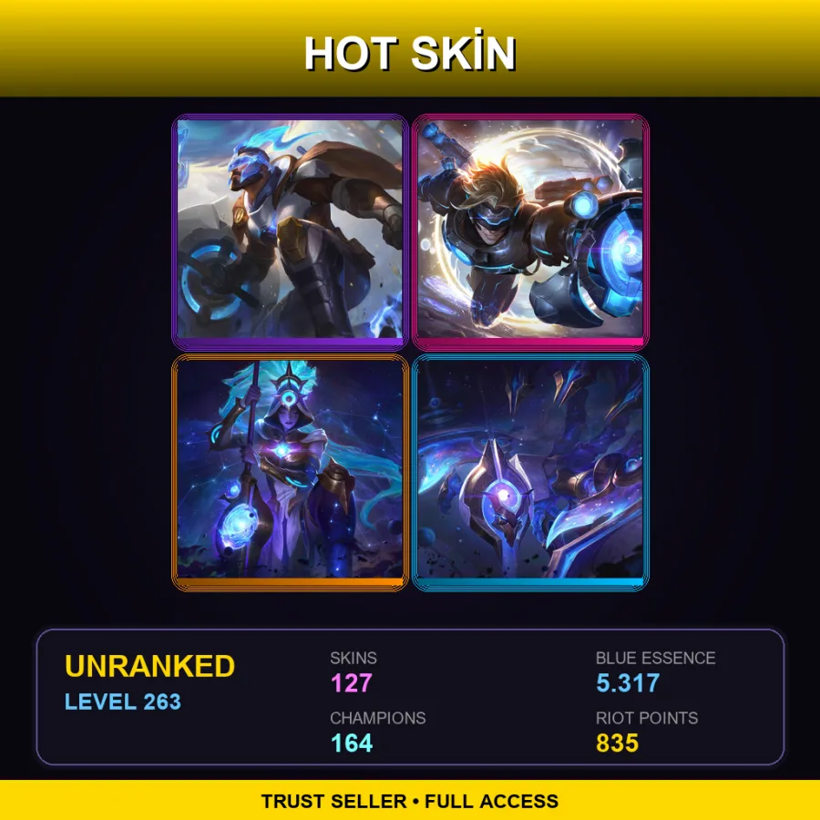 EUNE | Lv263 | Unranked | 127 Skin | 164 Champ — LoL account