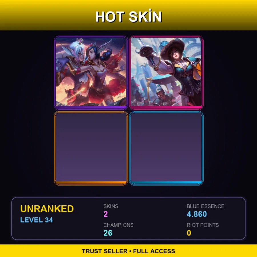 EUW | Lv34 | Unranked | 2 Skin | 26 Champ — LoL account