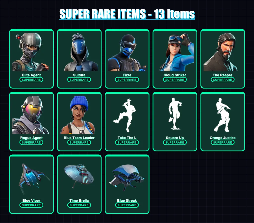 [PC/XBOX] | Elite Agent | Sultura | Fixer | Cloud Striker | The Reaper | 113 skin | 130 pickaxe | 130 emote | 129 glider | Lv1979