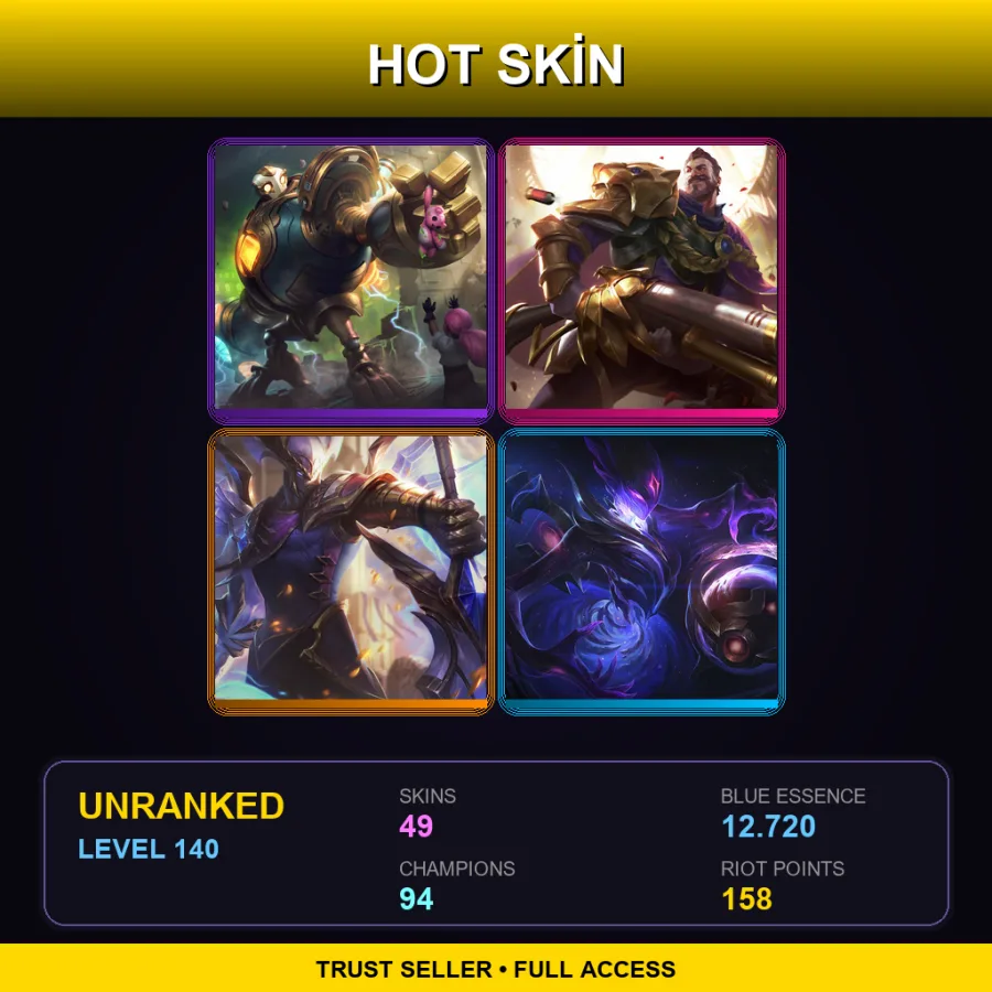 EUNE | Lv140 | Unranked | 49 Skin | 94 Champ — Coin Emperor Tahm Kench