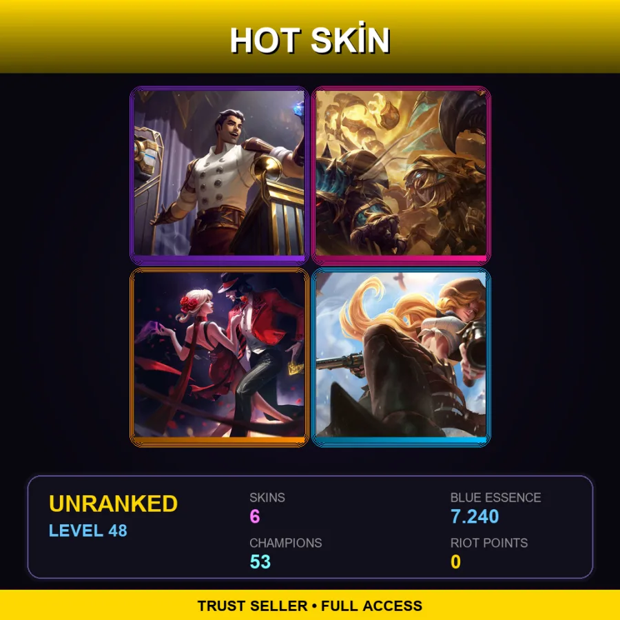 LAS | Lv48 | Unranked | 6 Skin | 53 Champ — LoL account