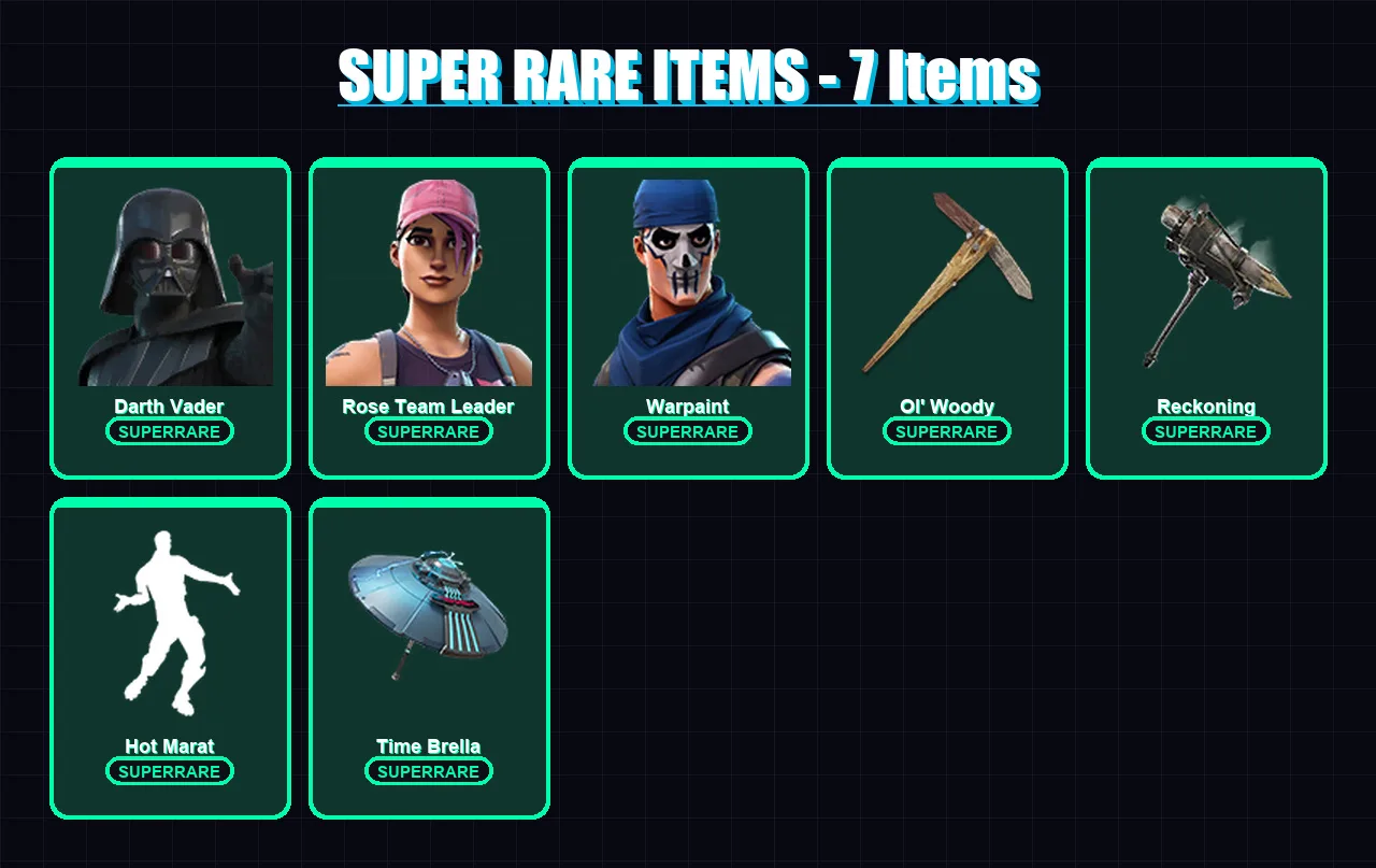 [PC/PSN] | Darth Vader | Rose Team Leader | Warpaint | Sentinel | Mandalorian | 224 skin | 249 pickaxe | 265 emote | 187 glider | Lv2481