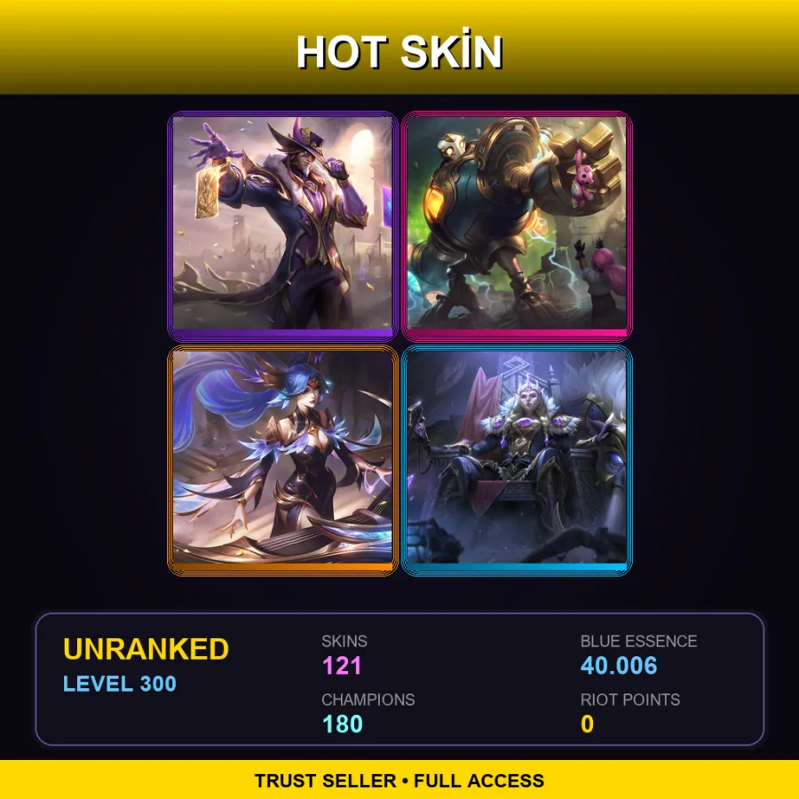 EUNE | Lv300 | Unranked | 121 Skin | 180 Champ — Psyops Zed