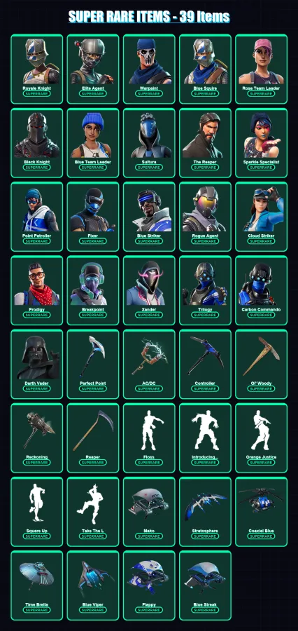 [PS4/PS5/PC] | Royale Knight | Elite Agent | Warpaint | Blue Squire | Rose Team Leader | 282 skin | 283 pickaxe | 335 emote | 199 glider | Lv2987 — Fortnite account