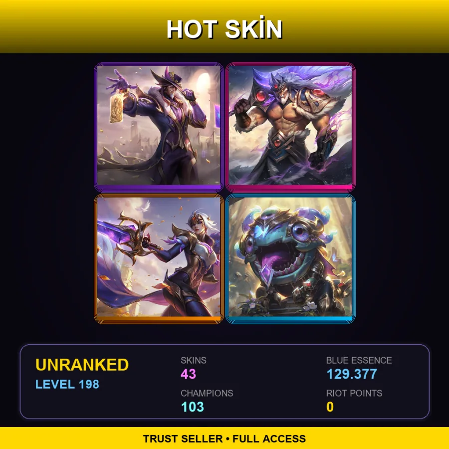 EUNE | Lv198 | Unranked | 43 Skin | 103 Champ