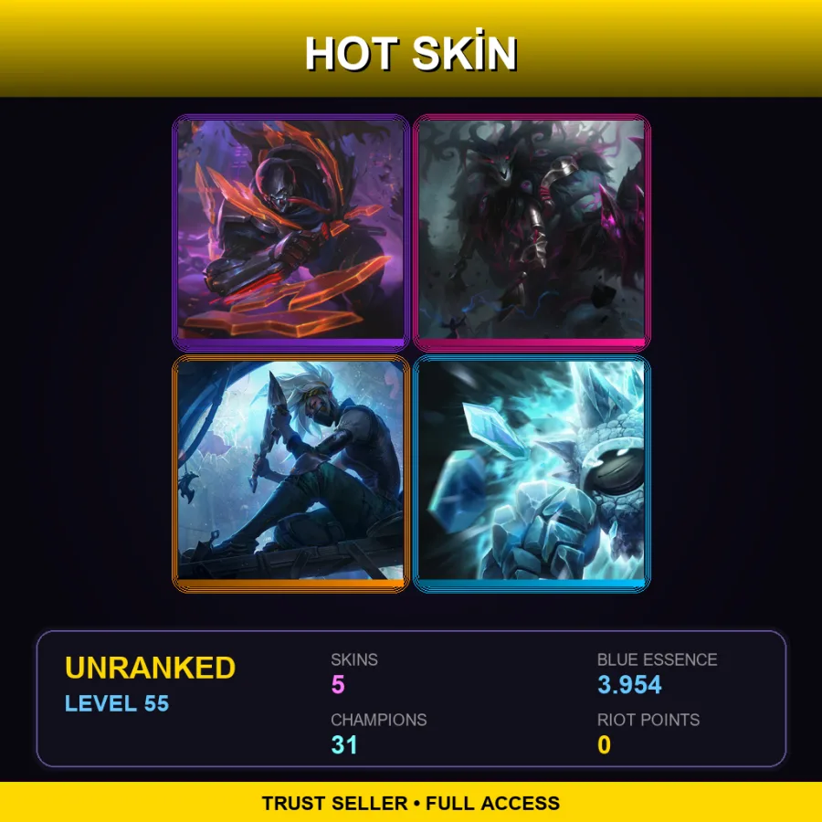 EUNE | Lv55 | Unranked | 5 Skin | 31 Champ