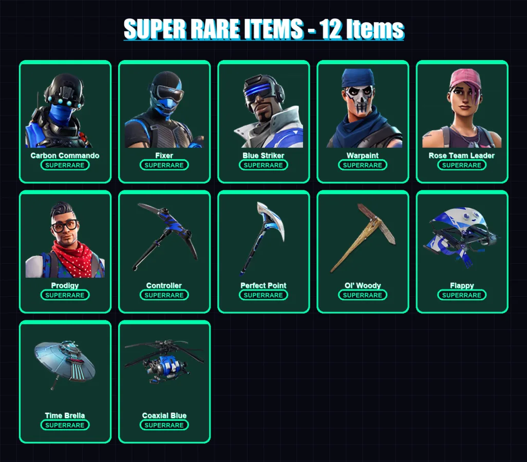[PC/XBOX/PSN] | Carbon Commando | Fixer | Blue Striker | Warpaint | Rose Team Leader | 53 skin | 81 pickaxe | 62 emote | 74 glider | Lv838