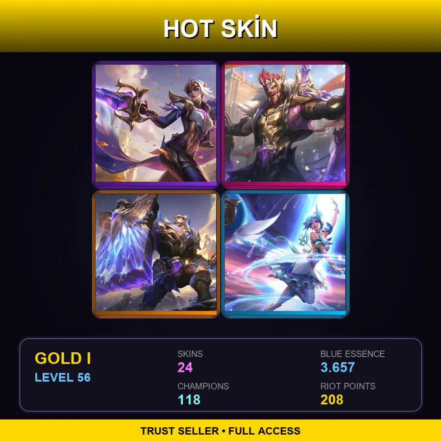 NA | Lv56 | Gold I | 24 Skin | 118 Champ