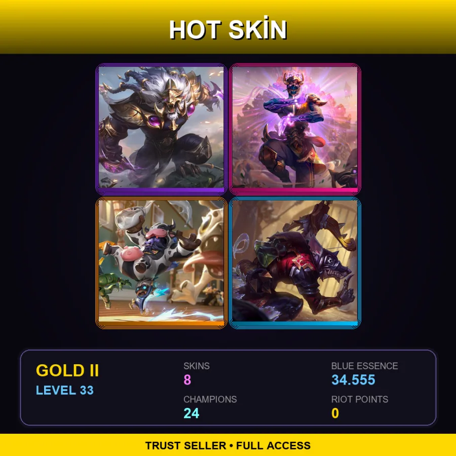 EUW | Lv33 | Gold II | 8 Skin | 24 Champ