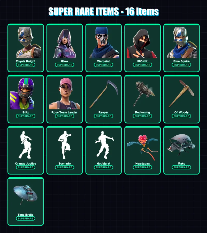 [PC/XBOX/PSN] | Royale Knight | Glow | Warpaint | IKONIK | Blue Squire | 107 skin | 71 pickaxe | 93 emote | 75 glider | Lv860