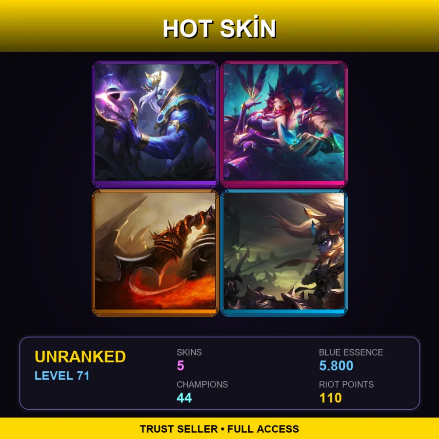 NA | Lv71 | Unranked | 5 Skin | 44 Champ