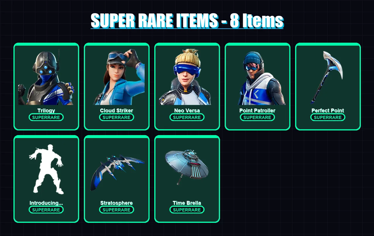 [PS4/PS5/XBOX/PC] | Trilogy | Cloud Striker | Neo Versa | 70 skin | Lv1647 — Fortnite account