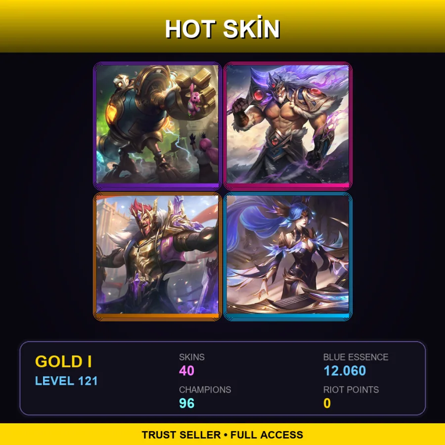 EUNE | Lv121 | Gold I | 40 Skin | 96 Champ