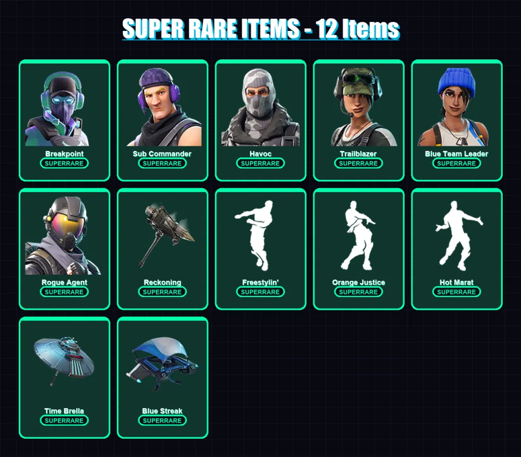 [PC/XBOX] | Breakpoint | Sub Commander | Havoc | Trailblazer | Blue Team Leader | 134 skin | 109 pickaxe | 99 emote | 118 glider | Lv1693